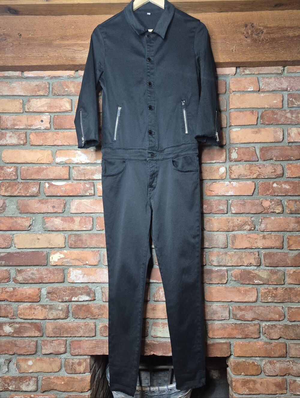 DL1961 x Jessica Alba No. 7 Scorpion Denim Jumpsuit Moto Utility Zip Boiler